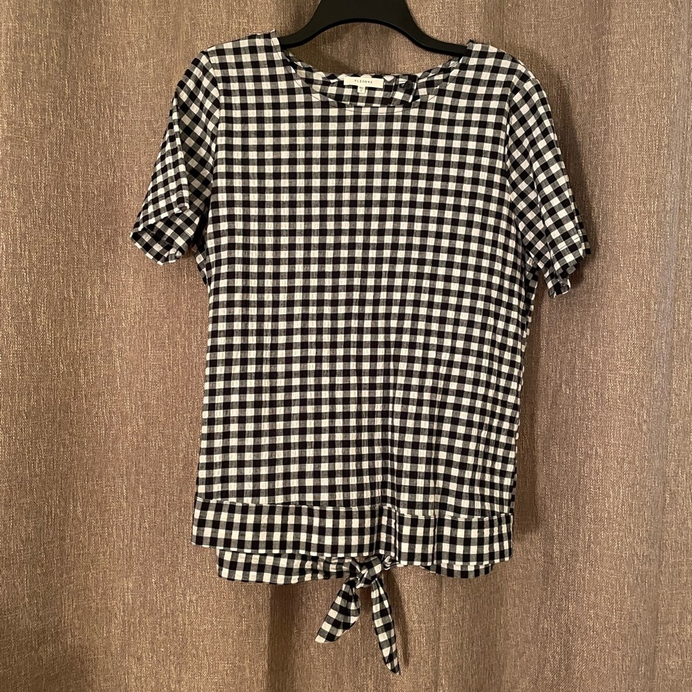 Gingham Seersucker Open Back Shirt